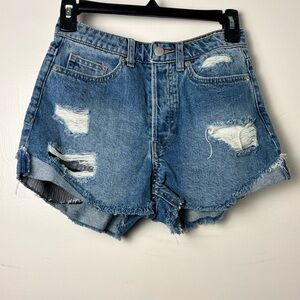 H&M Blue Distressed Jean Shorts